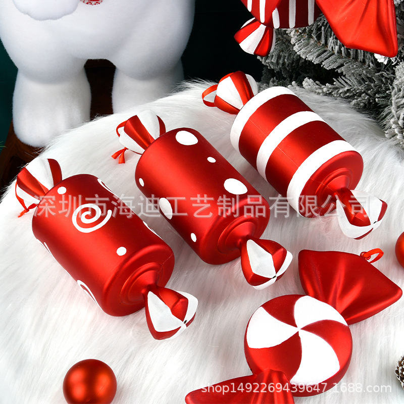 クロスボーダークリスマス撮影 32 センチメートル赤と白の塗装キャンディペンダントお祝いペンダントステージバー結婚式の装飾小道具|undefined