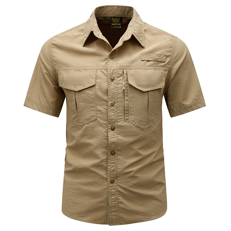 Summer travel breathable thin silk elastic quick dry shirt
