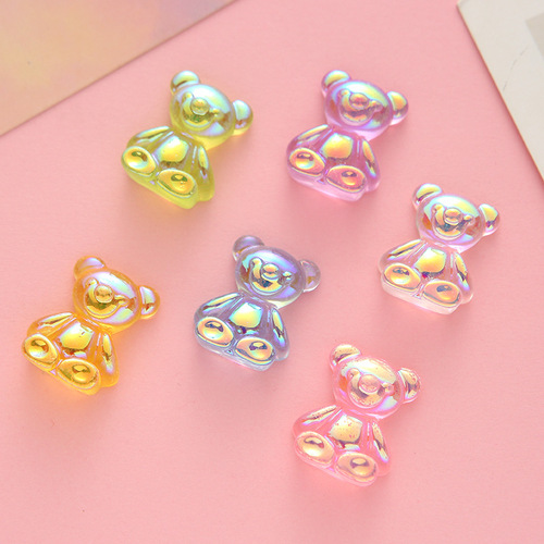 Electroplated bear creative resin diy jewelry accessories materials stationery mobile phone case accessories headwear necklace pendant