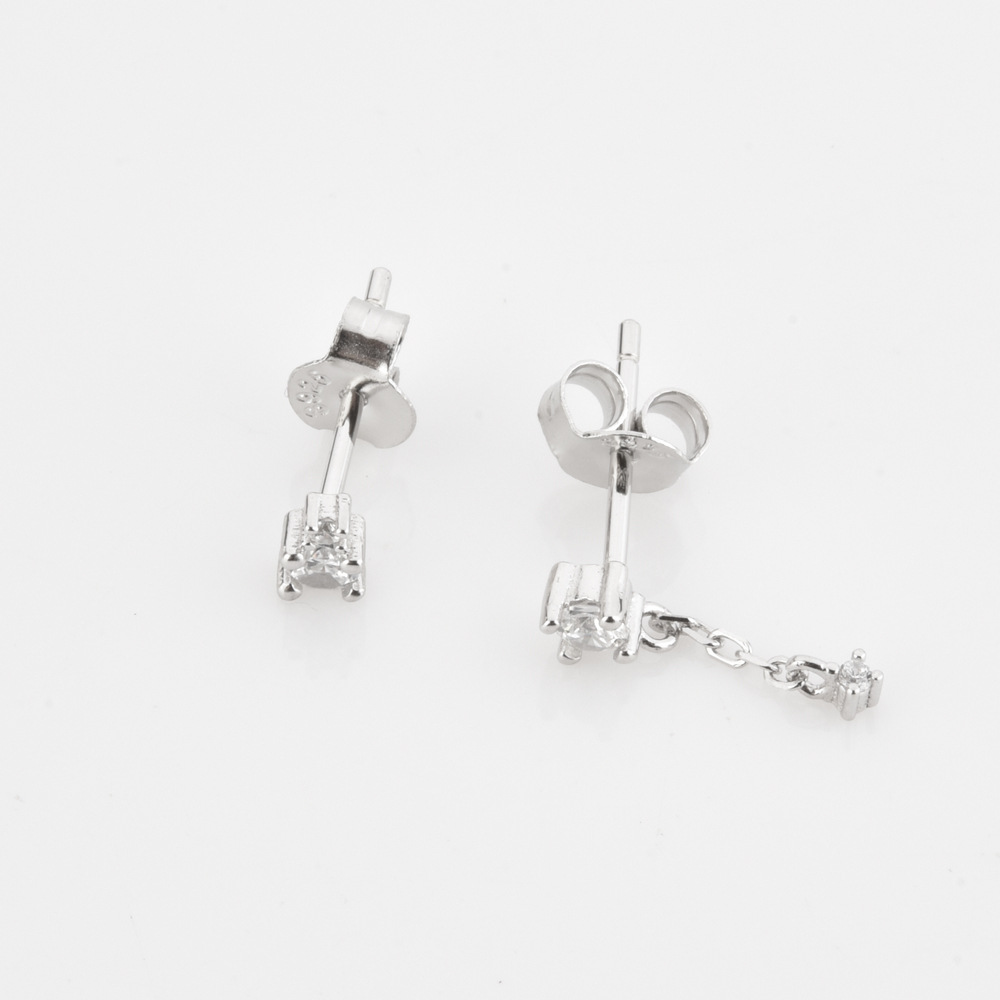 Drop Earrings Classification 1 Pair Quantity 1 Pair 18K Gold Plated 925 Sterling Silver Zircon Geometric Drop Earrings