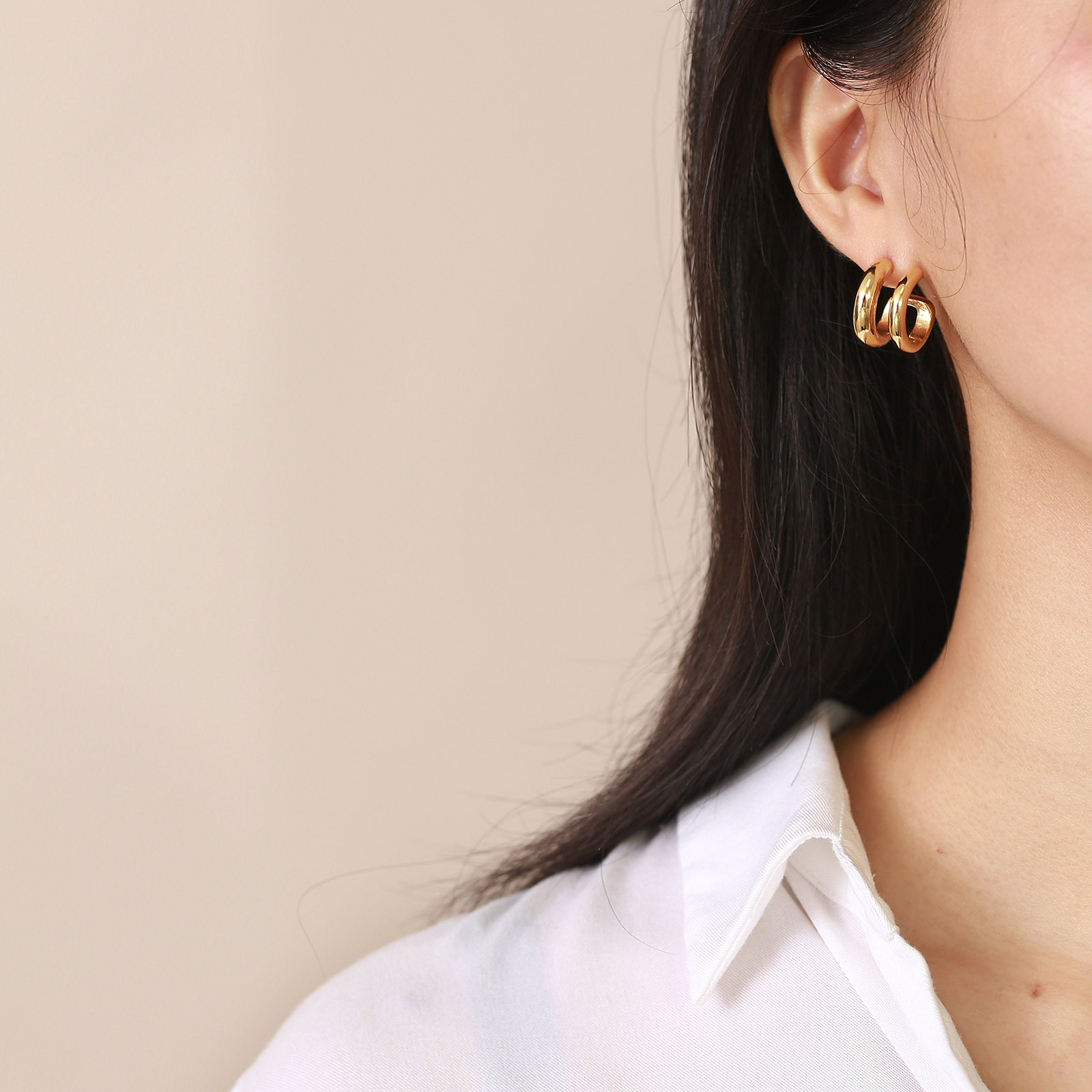 Fashion C Shape Stainless Steel Earrings Plating Stainless Steel Earrings