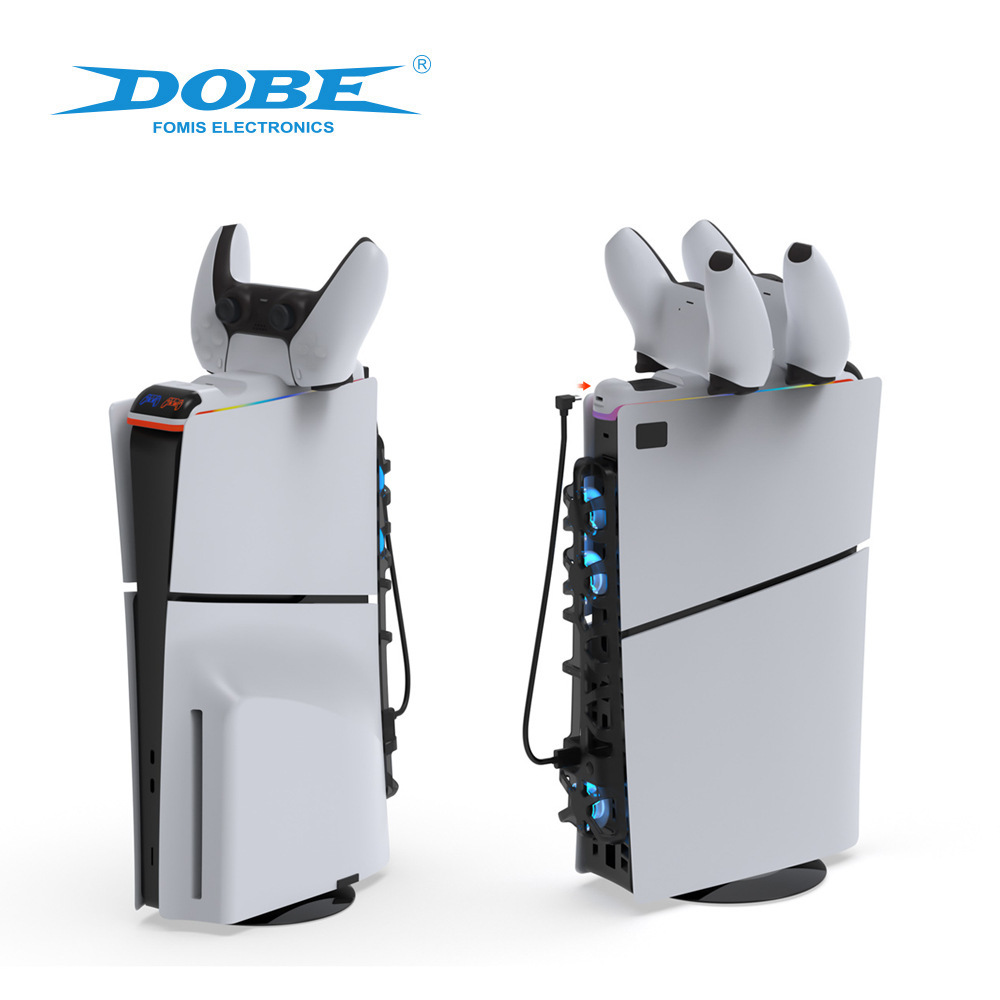 PS5slim host colorido RGB mango superior cargador PS5slim ventilador de enfriamiento disco soporte vertical