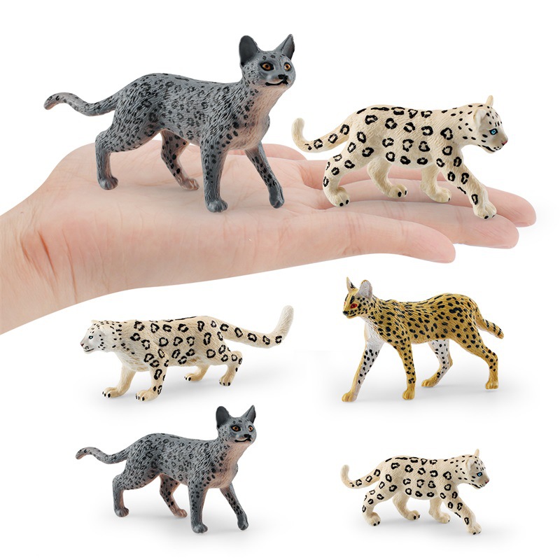 Simulación transfronteriza bosque animal modelo de leopardo ciencia y educación para niños cognición nieve leopardo gato leopardo decoración de escritorio juguete