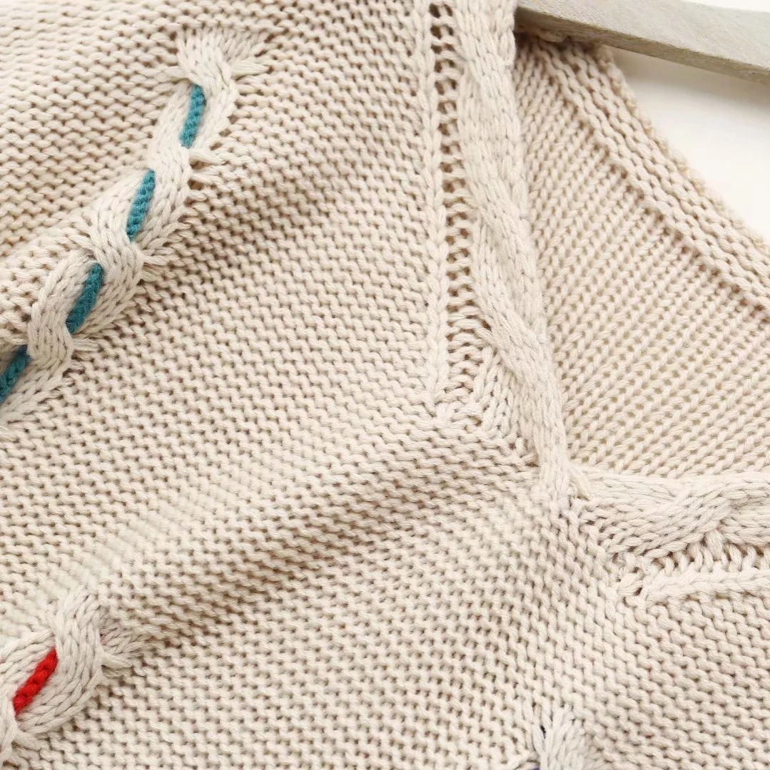 Women's Clothing spring and autumn new V neck loose lazy style tassel pullover knitted sweater female_voghion.com