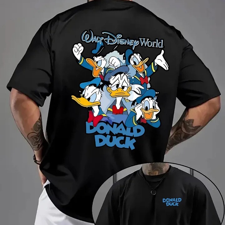 Pure Cotton Short-Sleeve T-Shirt for Men, Summer Loose Harajuku Style, Disney 2026 Print T-Shirt, Cotton Oversized New Edition Short-Sleeve