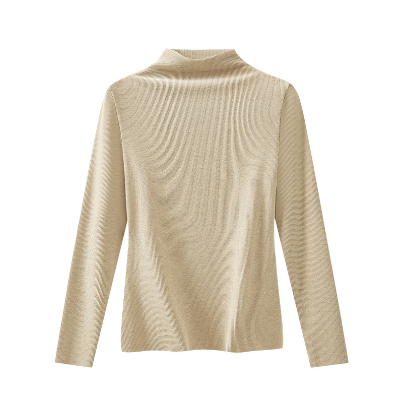 Camisa de cuello alto para mujer otoño e invierno 2024 nuevo estilo más terciopelo engrosamiento interior con cuello de pila cepillado superior refrescante