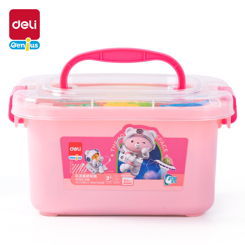 Déli YC135 - 12 / 24 caja de herramientas de color conjunto de barro de color para niños de escuela primaria arcilla de goma de plástico ultraligera hecha a mano