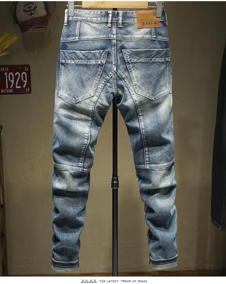 Jeans moto uomo stile retrò distressed slim fit elasticizzati_voghion.com