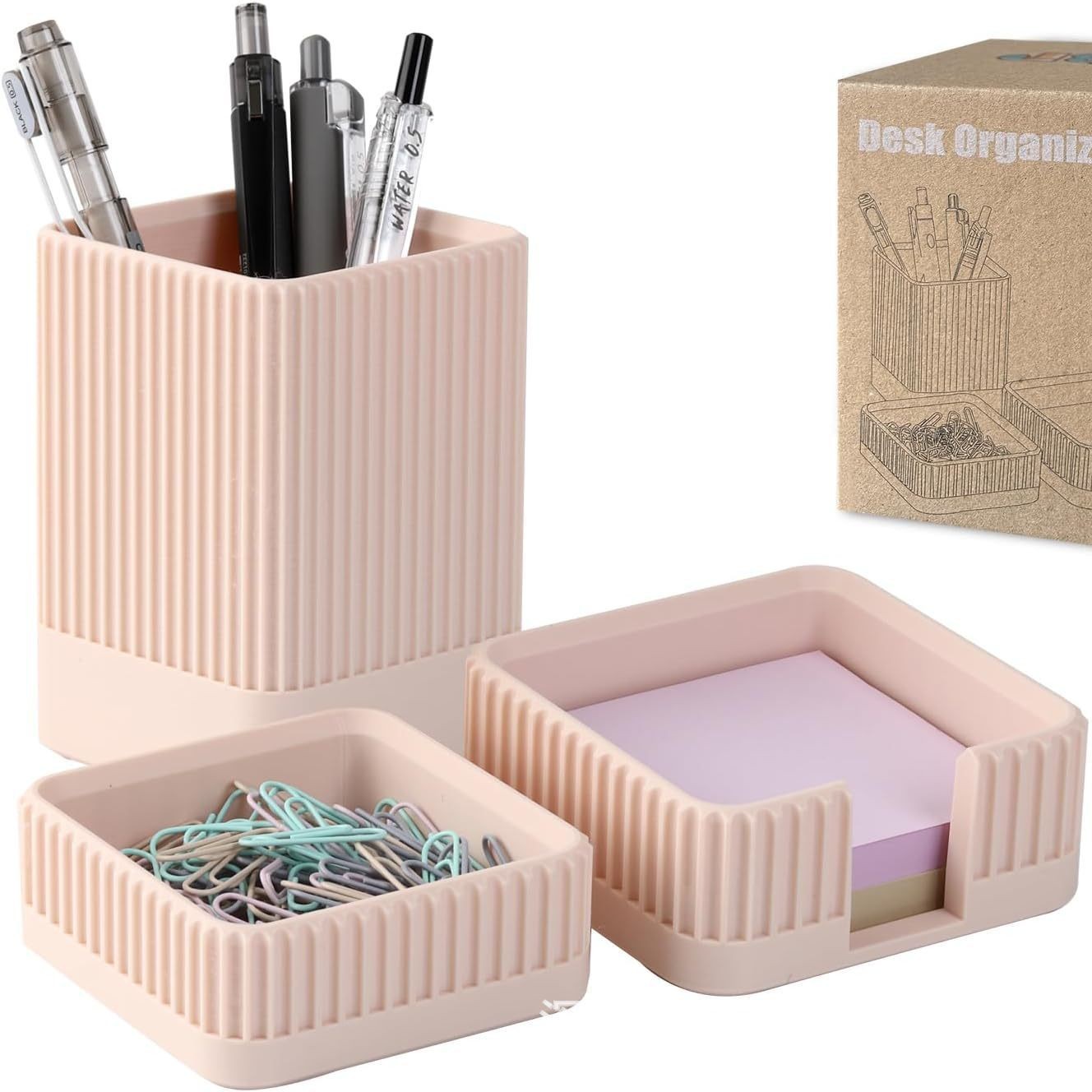 Factory Customized Concrete Pen Holder Set, Card Storage Box, Multifunctional Note Box, Oem Desktop Organizer Gift Box