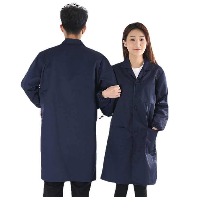 Trajes de trabajo de abrigo azul personalizados de manga larga resistentes al desgaste a prueba de polvo almacenamiento de alimentos fábrica de ropa de transporte logotipo de impresión engrosado image 6