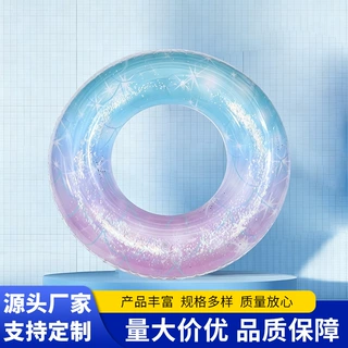 定制加厚pvc充气游泳圈ins风炫彩亮片泳圈可爱卡通腋下游泳圈批发