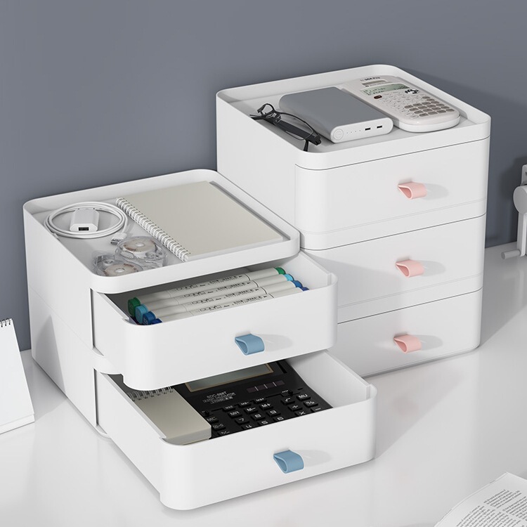 デスクトップ収納ボックスプラスチック引き出し式オフィスファイルシェルフ化粧品寮文房具マスク小箱|undefined