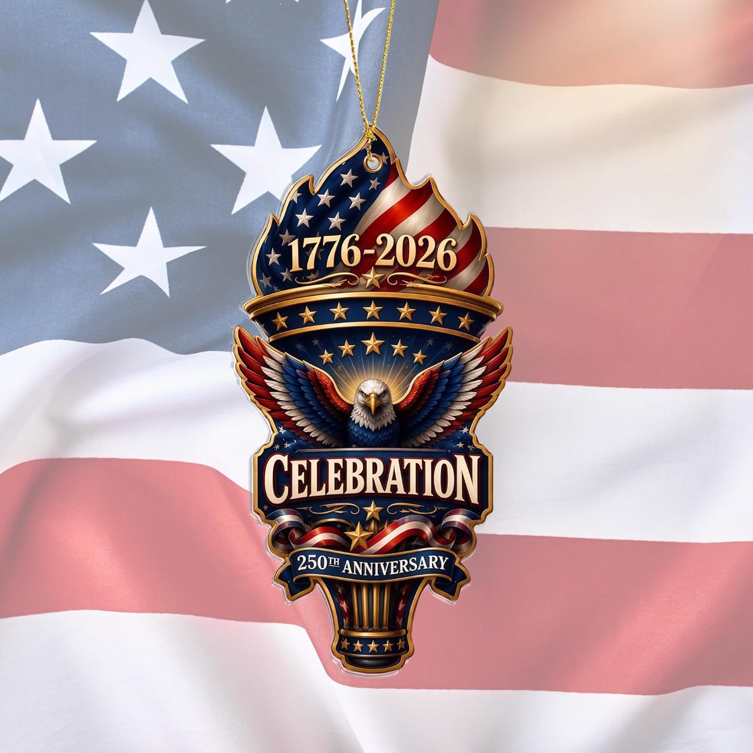 Decoración del 250 aniversario de la fundación de los Estados Unidos - Decoración del árbol de Navidad del Día de la Independencia de la Estatua de la Libertad 2D plana