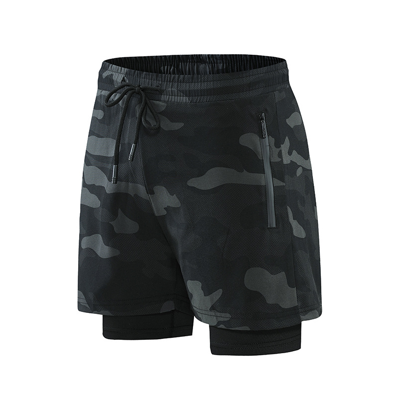 2022 nuevos pantalones deportivos falsos de dos piezas de verano para hombres de secado rápido transpirable de doble capa anti-exposición correr pantalones cortos de fitness hombres