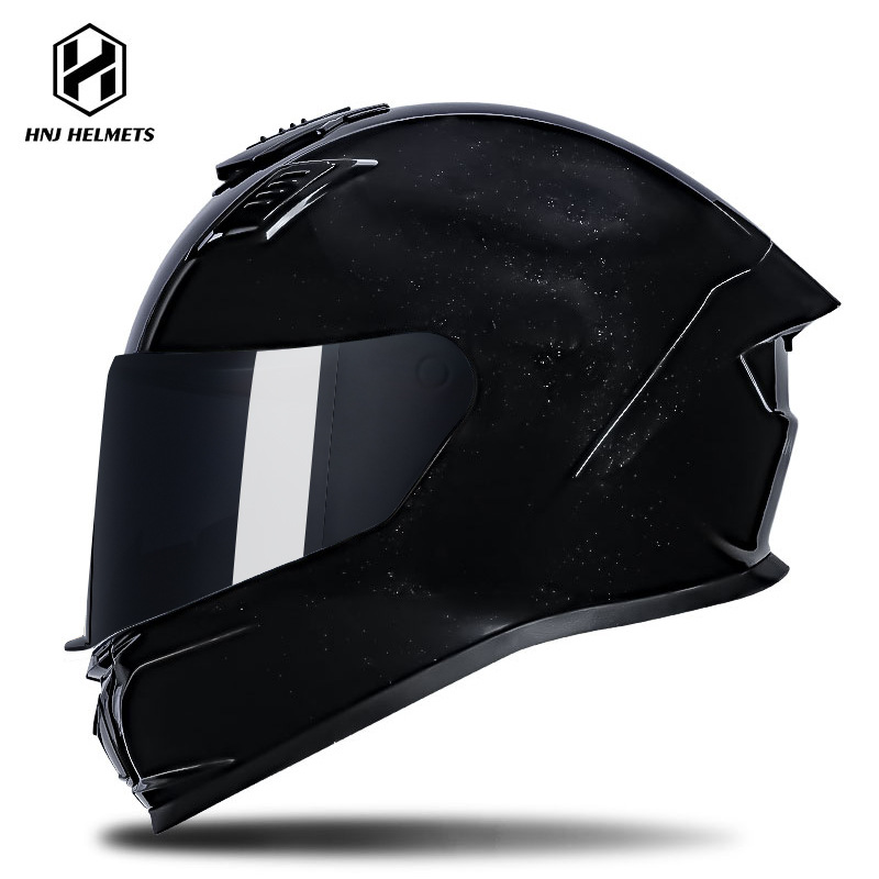 Motosiklet kaskı (dəbilqə) — Universal Helmet Full Helmet - 607-bright-black-black-visor-s