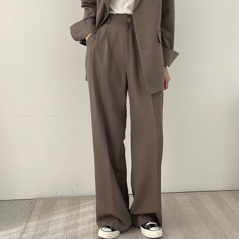 Women's Trousers Spring and Autumn 2026 New Korean Style Trendy Street Fashion Unique Casual Camel-Colored Blazer Set for Women