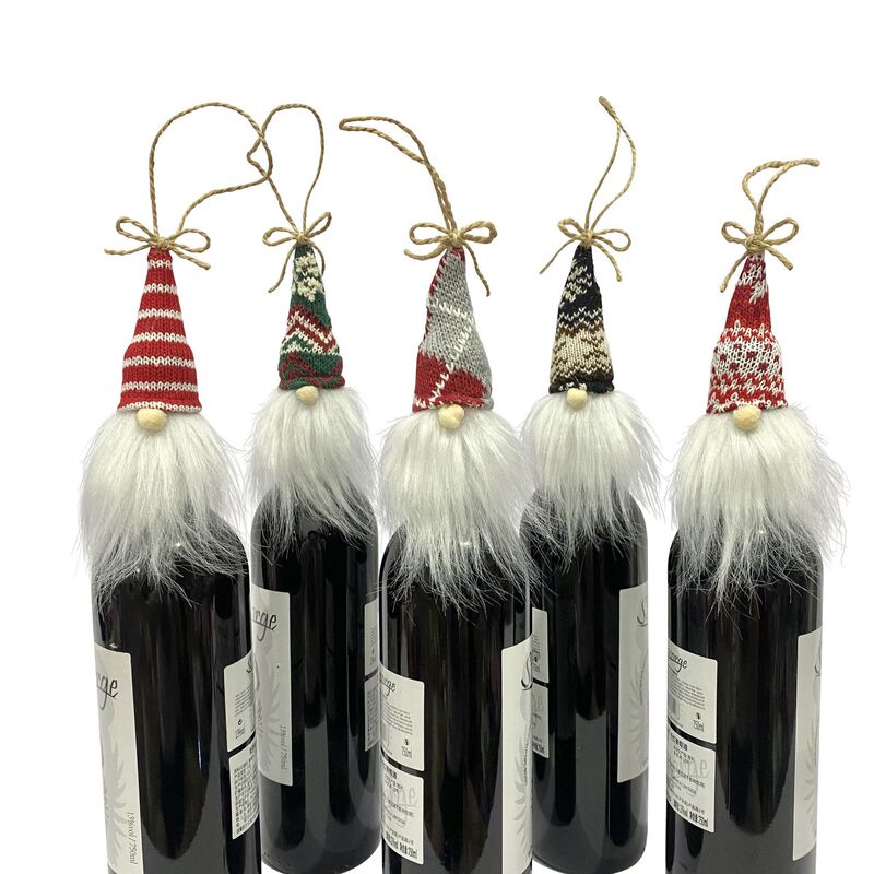クリスマスの装飾用品のアイデアの新しいニットの小さいハンガーのクリスマスの酒の瓶の帽子のセットのレストランの酒の瓶の装飾品|undefined