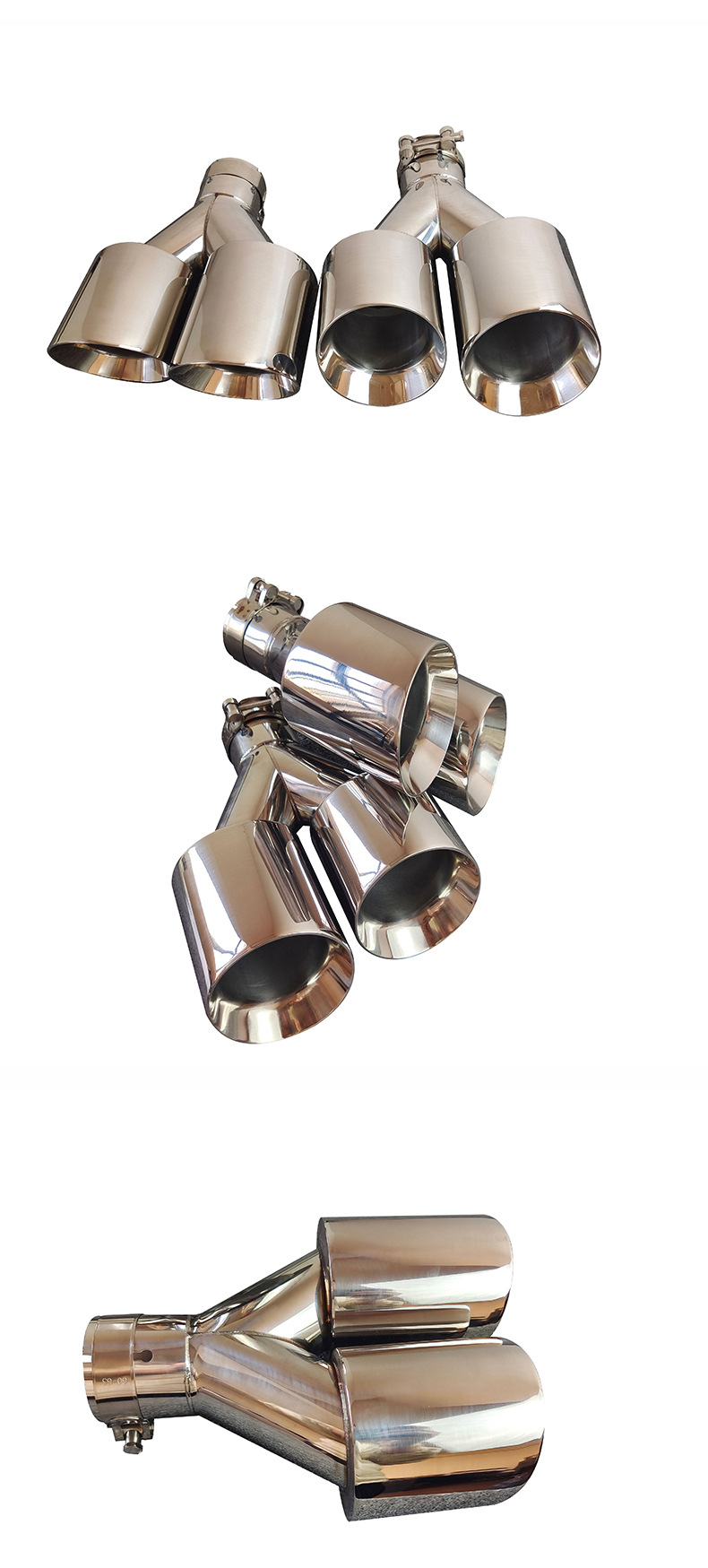 Cross-Border Stainless Steel Welded Edge Dual Y-Shaped Tailpipe for Car Modification, Exhaust Pipe Tail Tip with Attractive Appearance