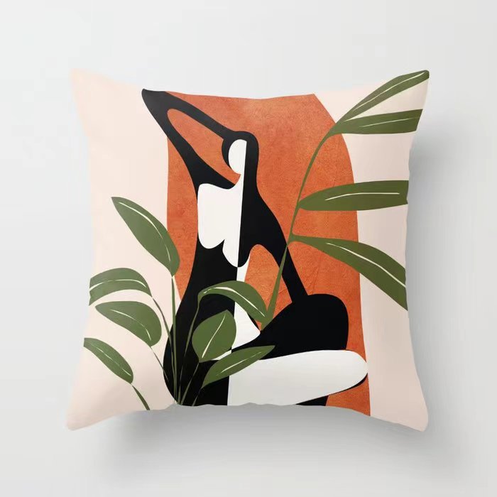 Funda De Almohada abstracta simple moderna funda de almohada de piel de melocotón geométrica simple funda de almohada de mediados de siglo
