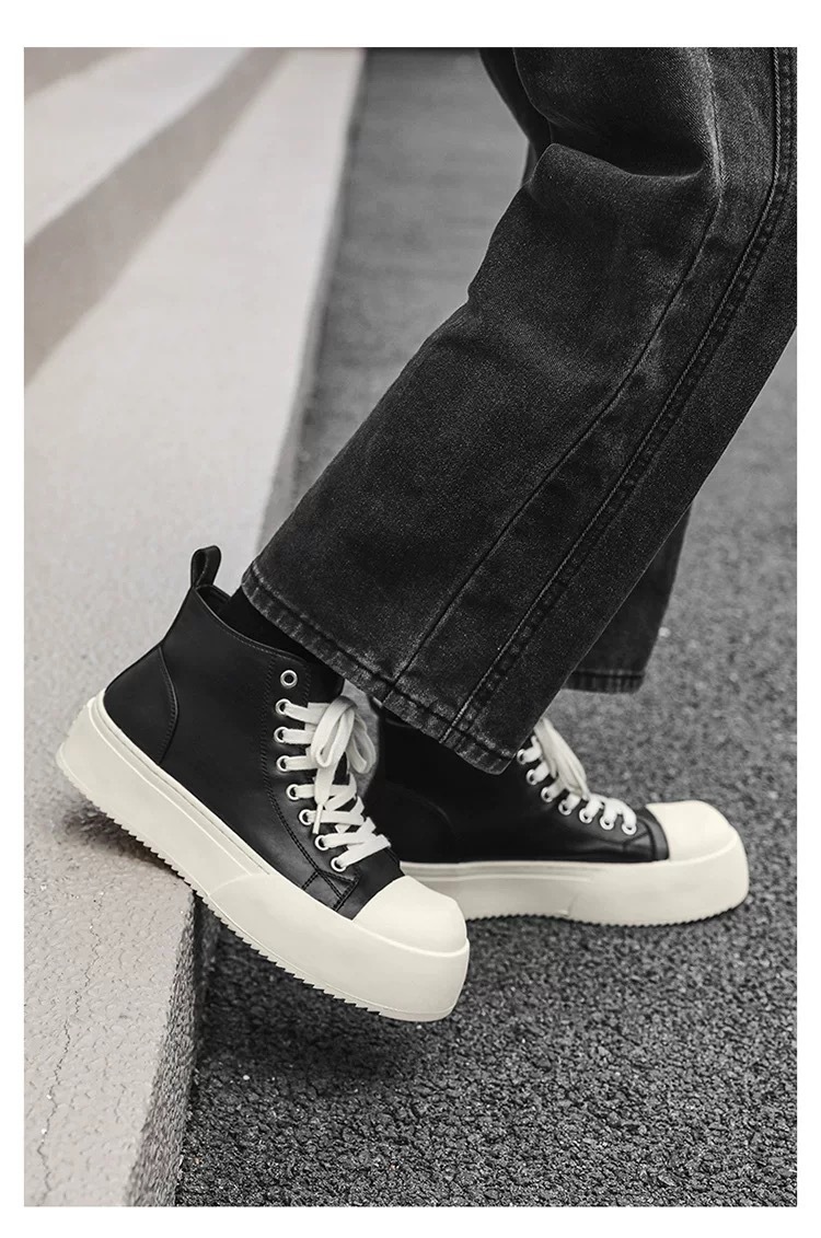 Baskets ShoeVault Big Toe décontractées, style américain urbain, semelle épaisse rehaussante, derby pour homme, collection 2025, polyvalentes et idéales pour les trajets quotidiens._voghion.com