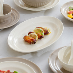 批發奶油風盤子陶瓷家用菜盤高顏值餐盤魚盤釉下彩餐具碟子餃子盤