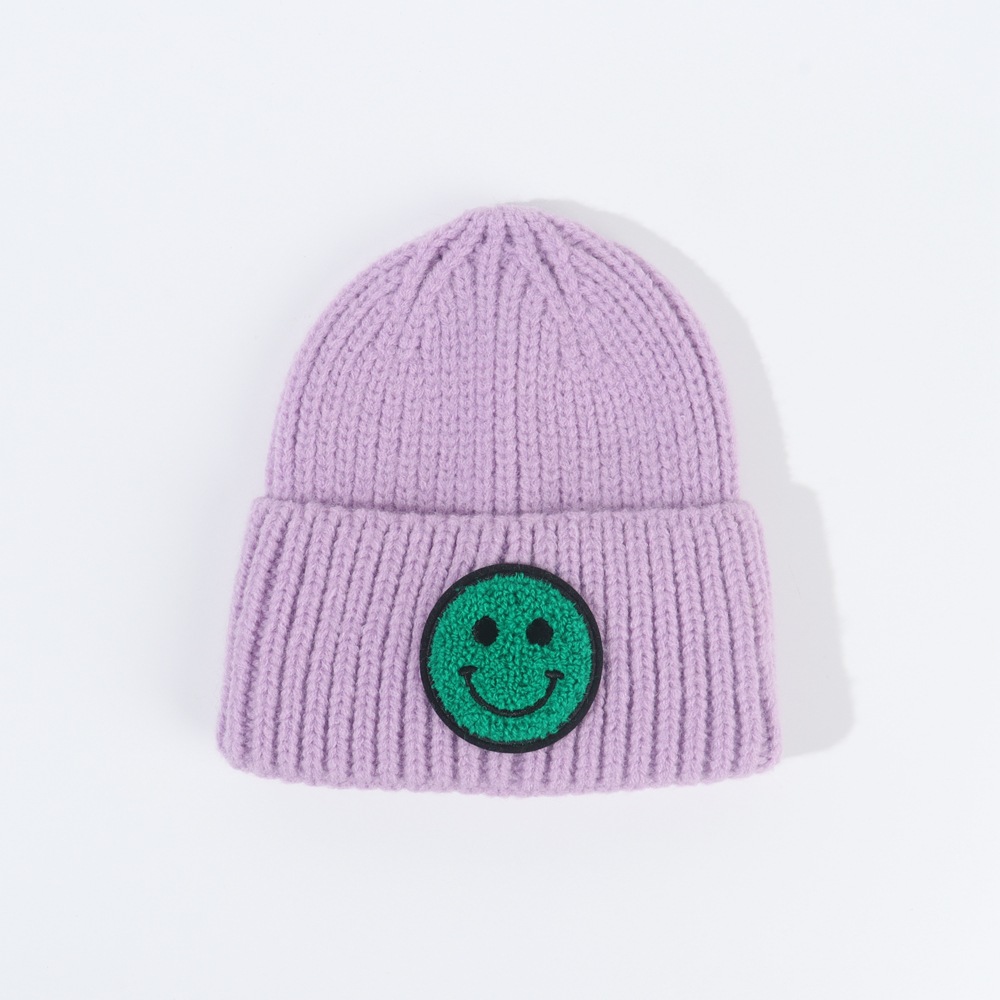 Bonnet tricot pour le visage souriant des enfants d39hiver coren bonnet en laine  capuche chaude couleur bonbon mignonpicture10