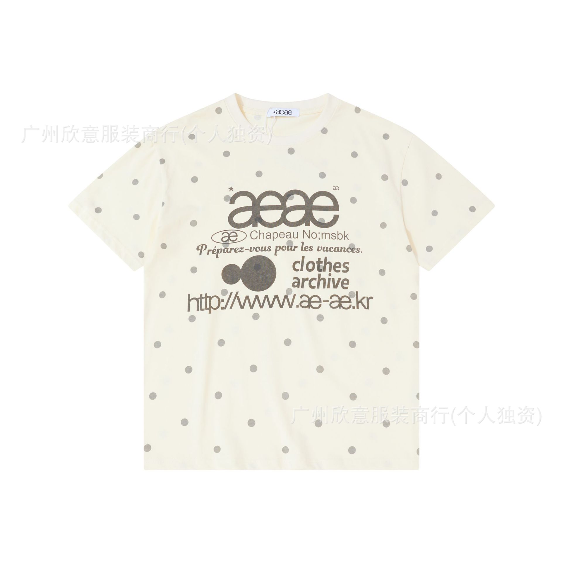 2025 新作 aeae 韓国ニッチブランド カジュアル ルーズ ポルカドット Tシャツ