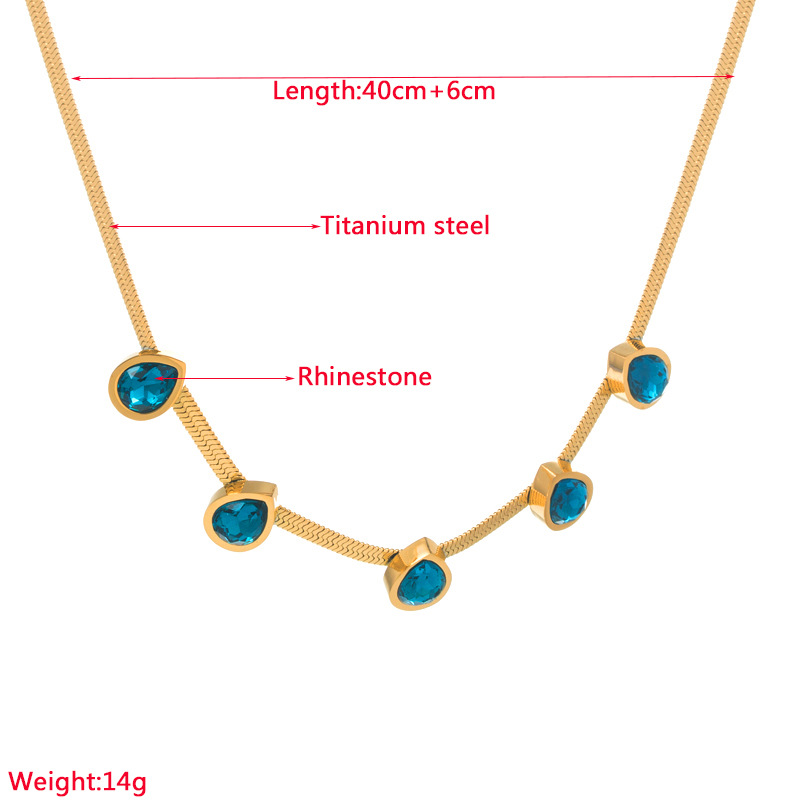 Fashion Geometric Water Droplets Titanium Steel Necklace Inlay Rhinestones Stainless Steel Necklaces