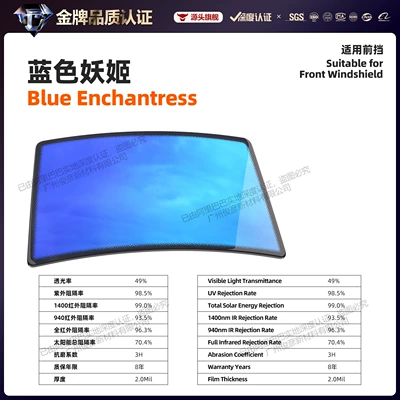 Automotive Film — Series Car Window Glass Insulation - 152m-17m-front-block-size-blue-enchantress