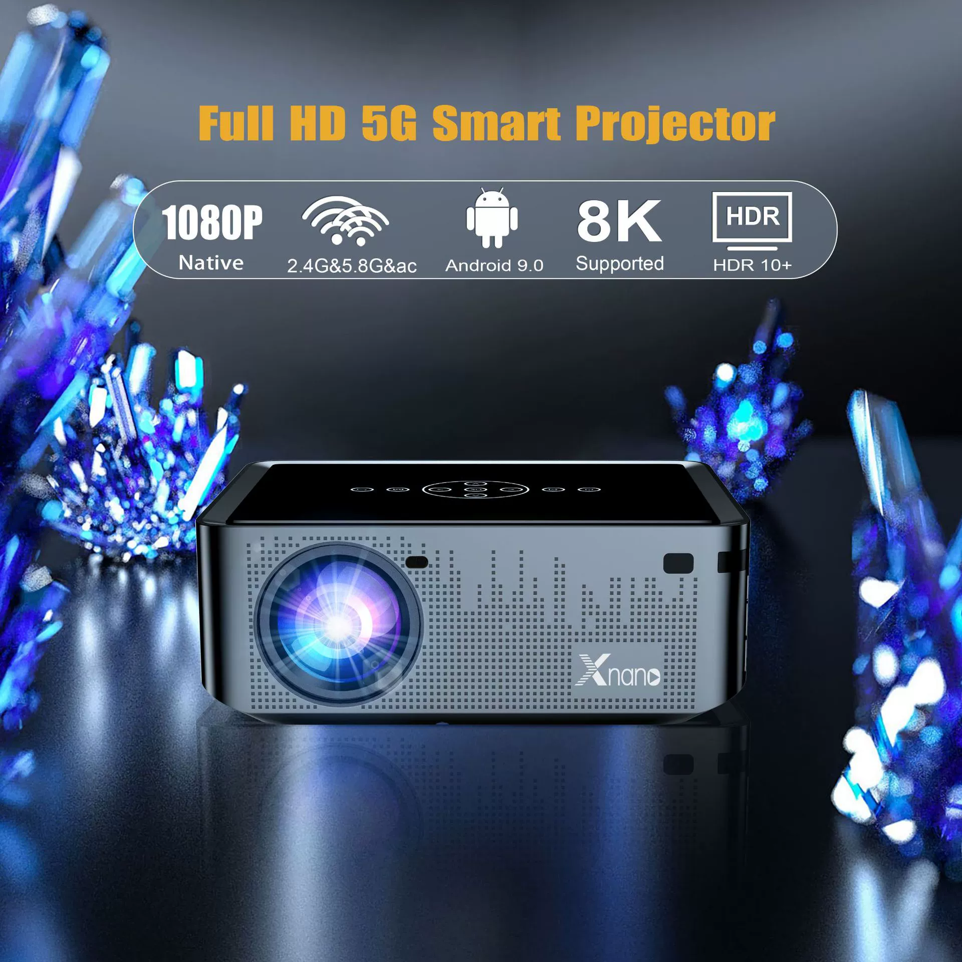 Amazon Autofocus Android с двумя диапазонами высокой четкости 8K проектор для спальни домашнего офиса конференций обучение