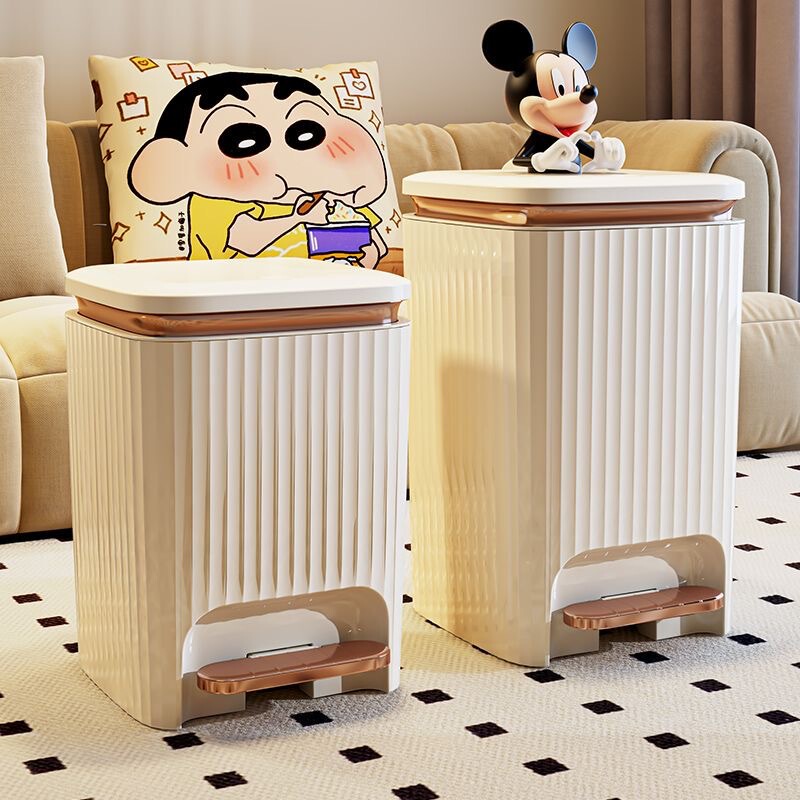 Pedal Press Trash Bin Household Plastic Large Living Room Bedroom Kitchen Toilet Bathroom Lid Trash Bin
