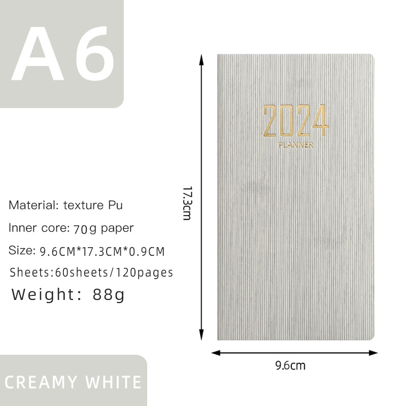 Transfronterizo 2024 Calendario en inglés 2025 a6 Plan portátil 365 días Gestión del tiempo Bloc de notas