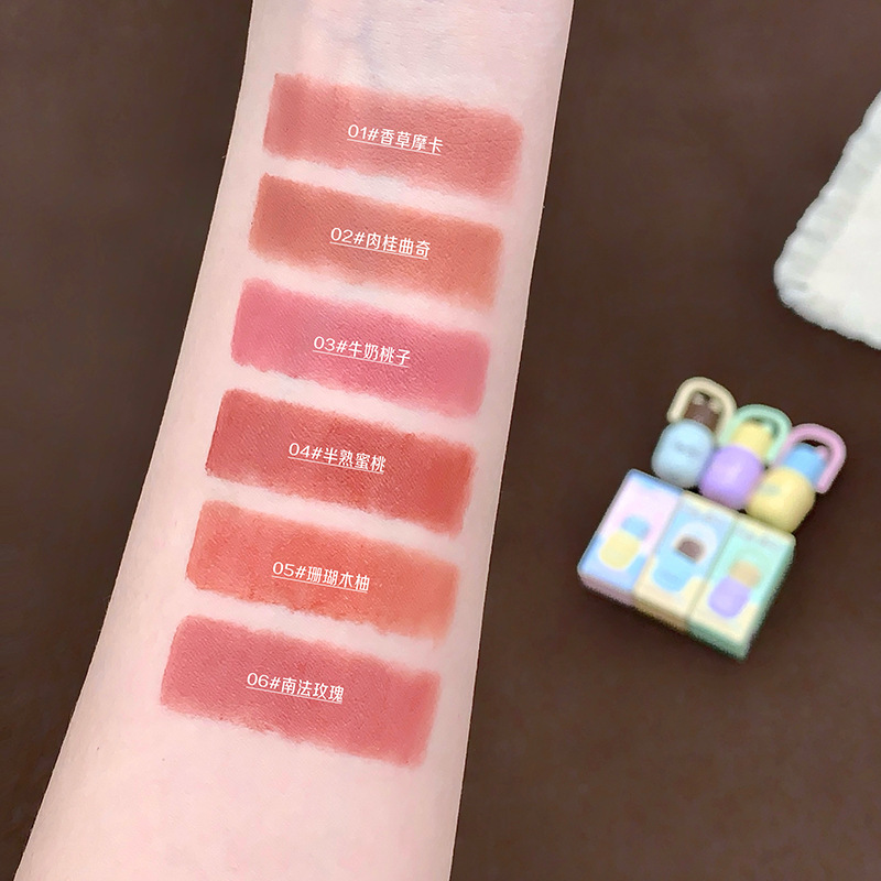 Gege Bear Glue Lip Color Lash Silky Matte White Lip Esmalte Soft Mist Lipstick Cross-Border Beauty