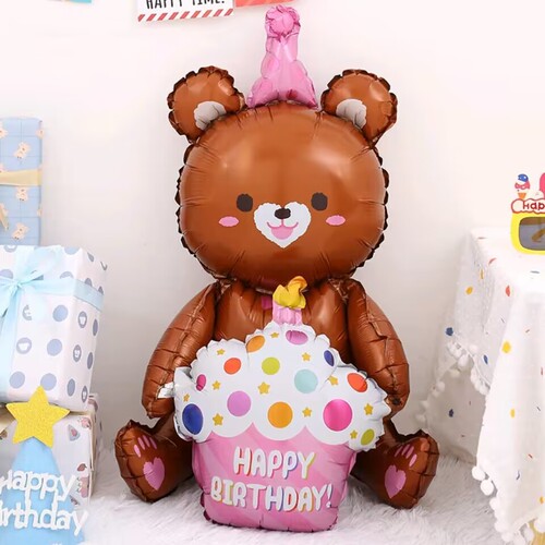 ins Xiaohongshu cake decoration bear aluminum film balloon birthday party photo decoration layout props cartoon