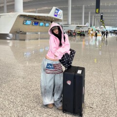 高街hiphop超火字母运动休闲裤女爵士舞卫裤宽松bf慵懒风阔腿长裤