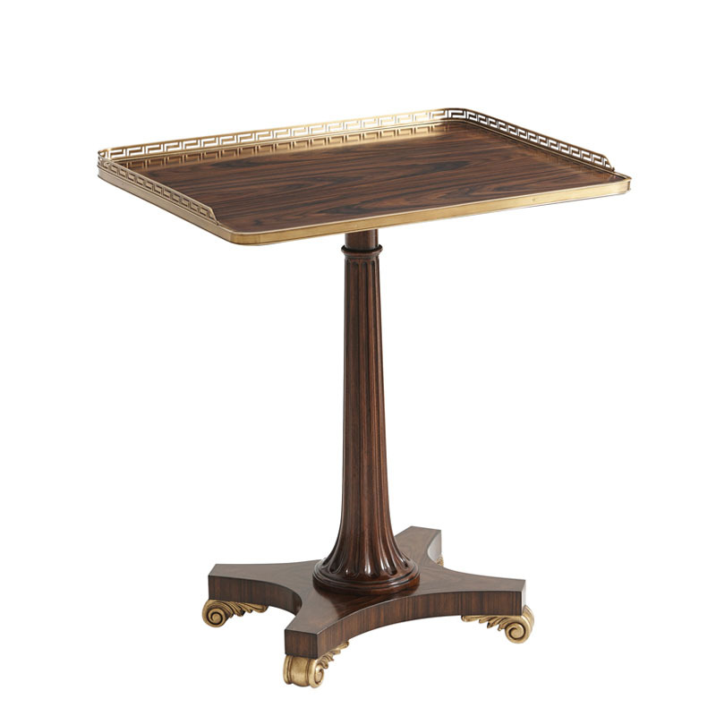 拉卡薩英式新古典客廳方幾亞歷山大桃花心木羅馬柱邊幾別墅樣板房