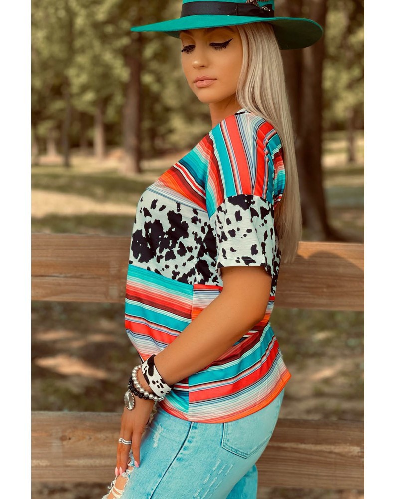 Women's T-shirt Short Sleeve T-Shirts Printing Patchwork Casual Simple Style Color Block Leopard display picture 1