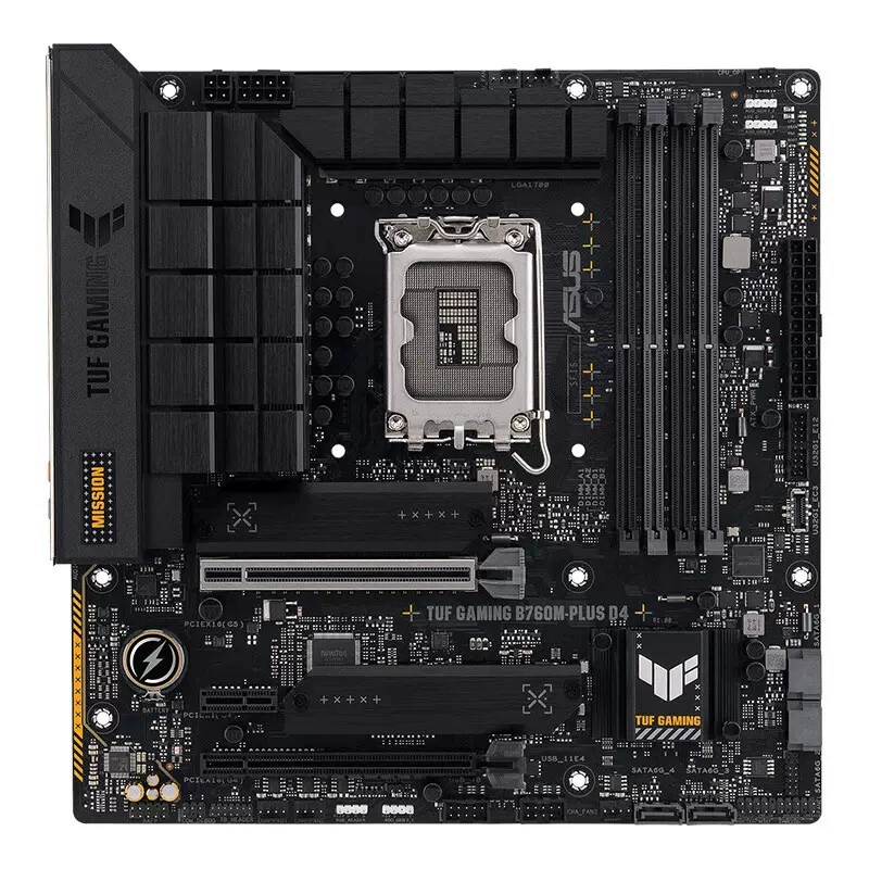 Материнская плата ASUS TUF GAMING B760M-PLUS D4 Heavy Cannian, совместима с процессорами 13‑го поколения, 13700