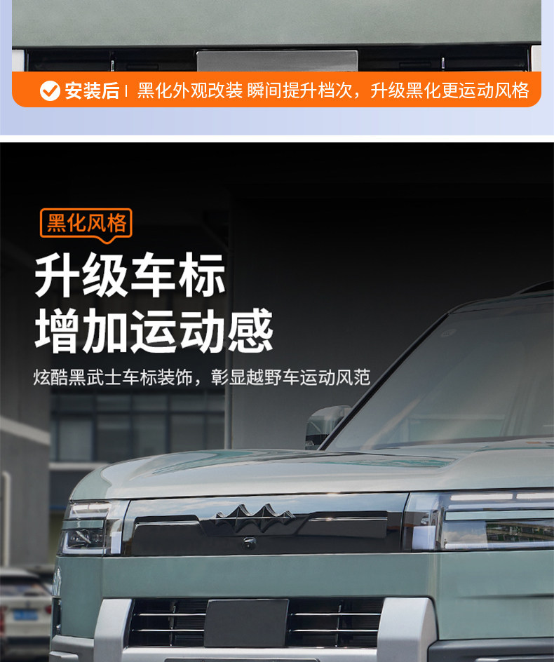 Suitable for Fangchengbao Titanium 7 car logo decorative stickers, front grille, car blackening, car logo stickers, and decorative accessories