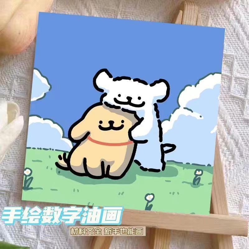 DIY Line Puppy Digital Oil Painting Wholesale Fill Hand Painted Oil Handmade Children's Casual Decorative Painting