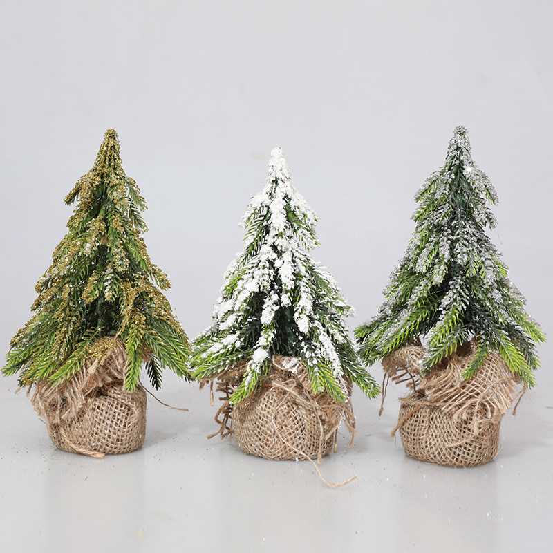 Venta al por mayor transfronteriza mini árbol de Navidad flocado pequeño árbol de Navidad decoración de escritorio accesorios diseño de escena