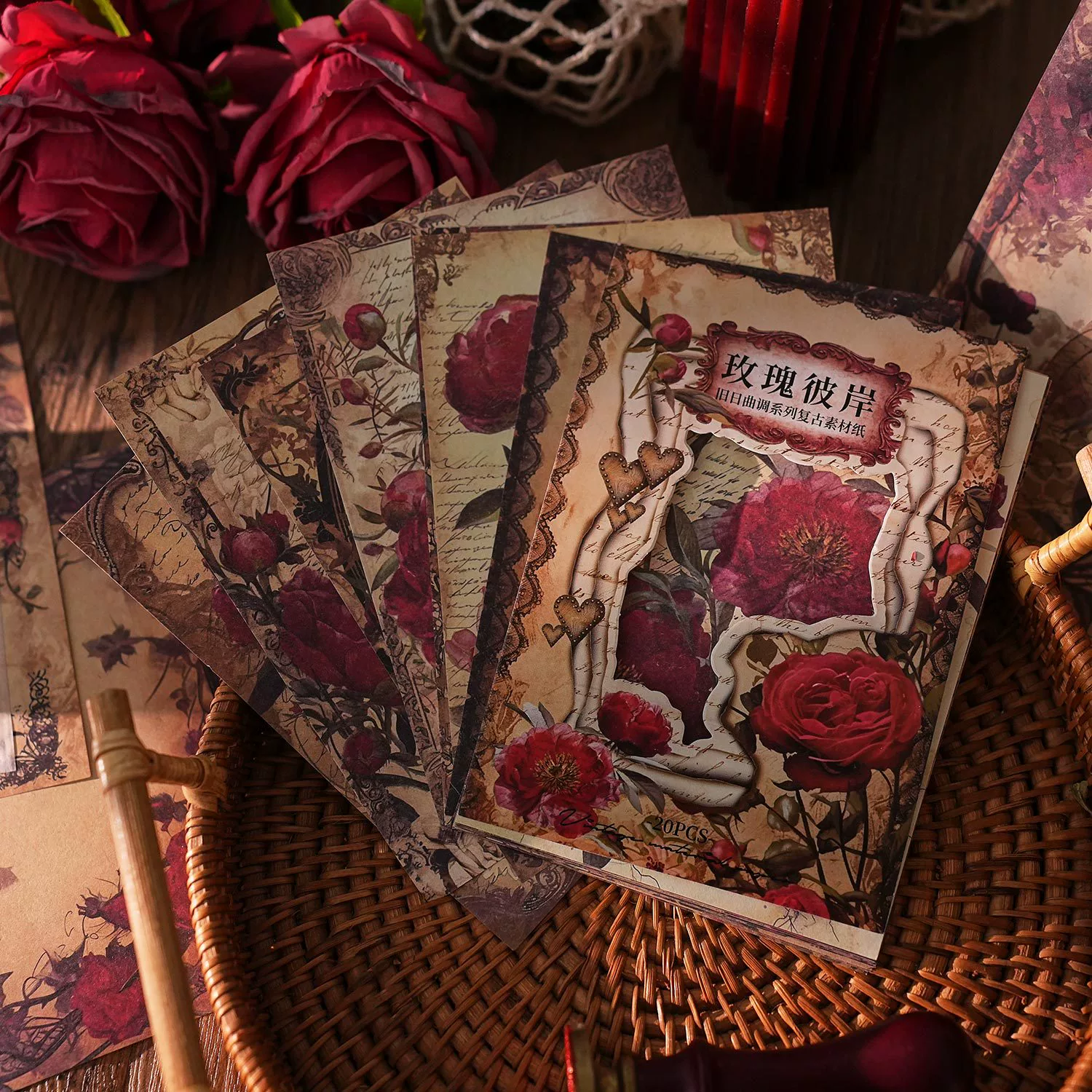 Zaomo материал бумага Old Sun Tune серия ретро роза блокнот фон основа для декора разорванная бумага