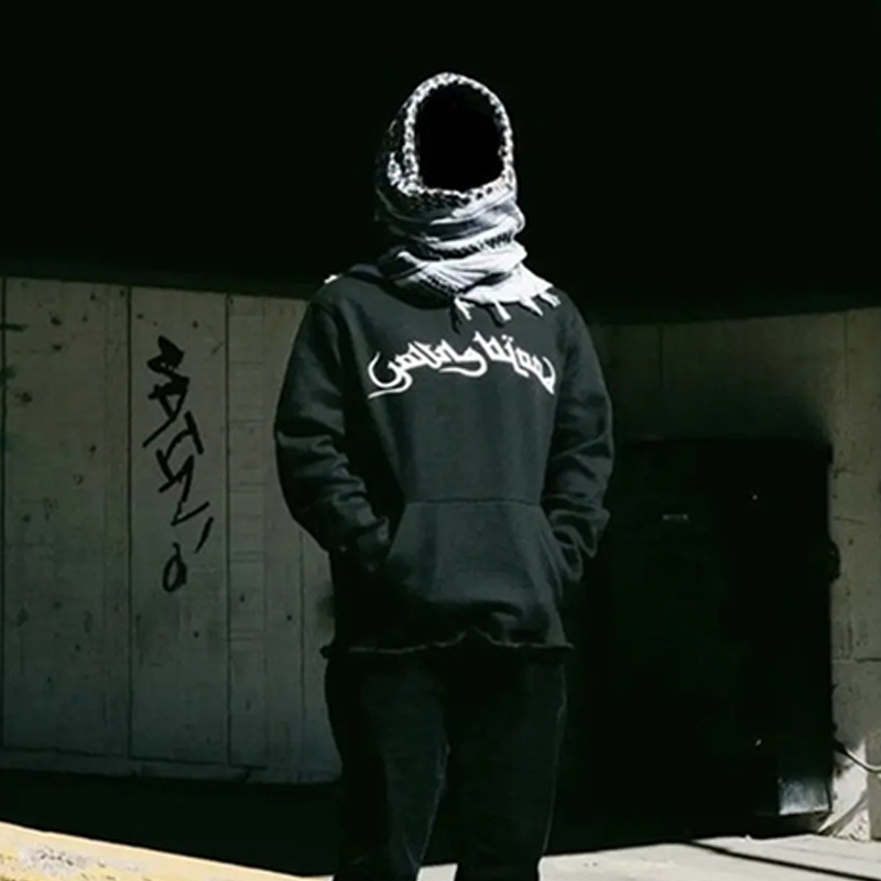 European and American Cross-Border Trendy Brand Desert-Style Headscarf with Arabian Niche Design and Ethnic Patchwork Headscarf Sweatshirt