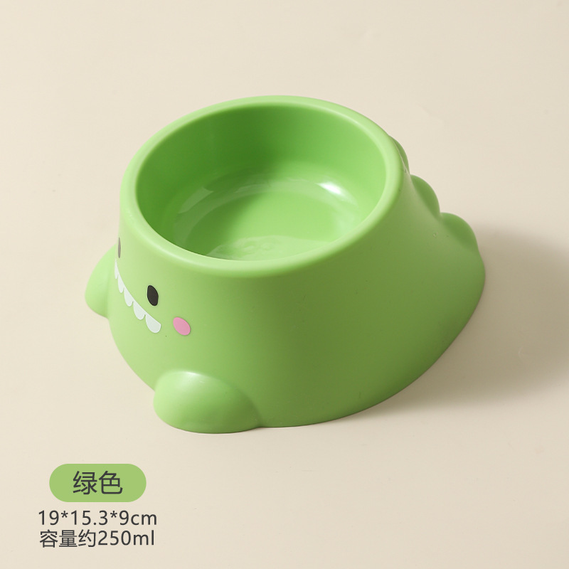 可爱恐龙宠物碗猫咪狗狗塑料不锈钢食盆猫狗粮宠物喂食碗宠物用品|undefined