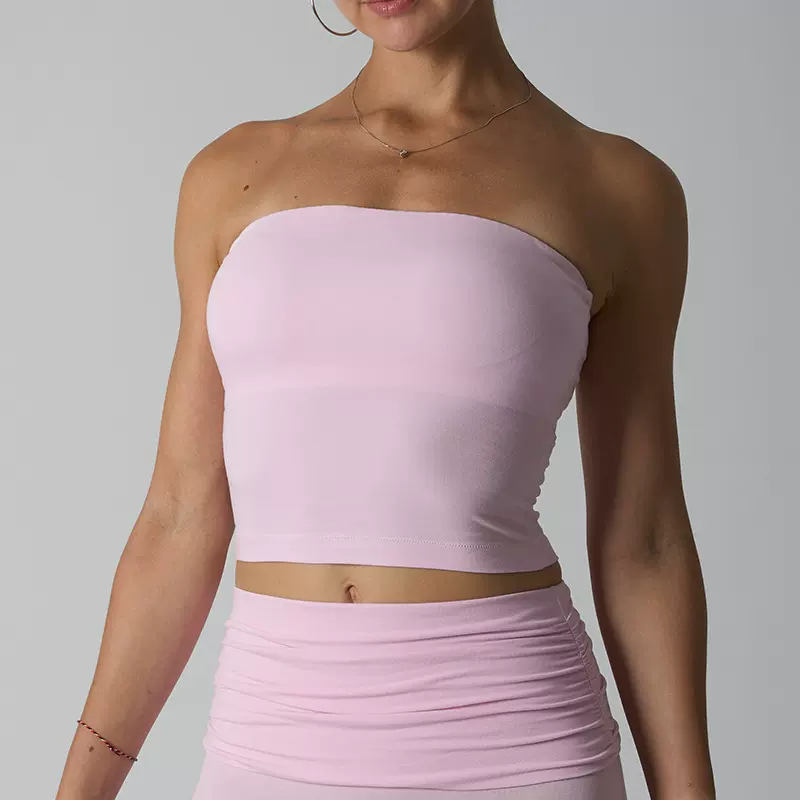 cotton bra to 辣妹带胸垫抹胸背心无肩带露背修身显瘦可外穿上衣