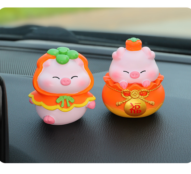 Cartoon Cute Persimmon Pig Car Ornament Creative Center Console Decoration Dropshipping Available