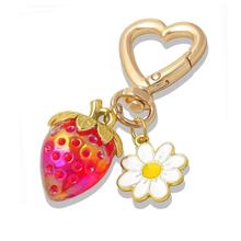 草莓爱心钥匙扣可爱草莓钥匙扣包钱包吊饰水晶草莓菊花钥匙扣配件