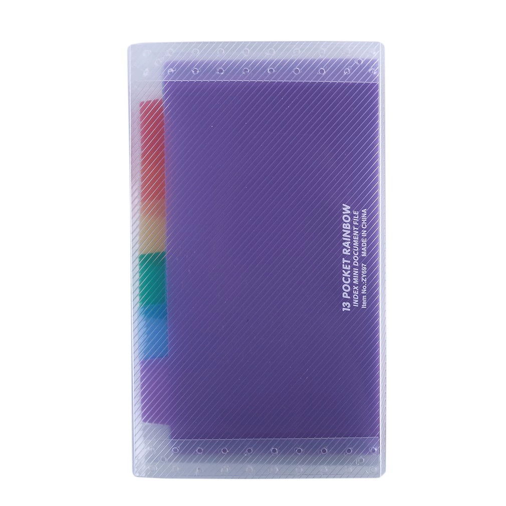 Rainbow handheld organ with clasp, plastic bag for students for documents, 13 cells