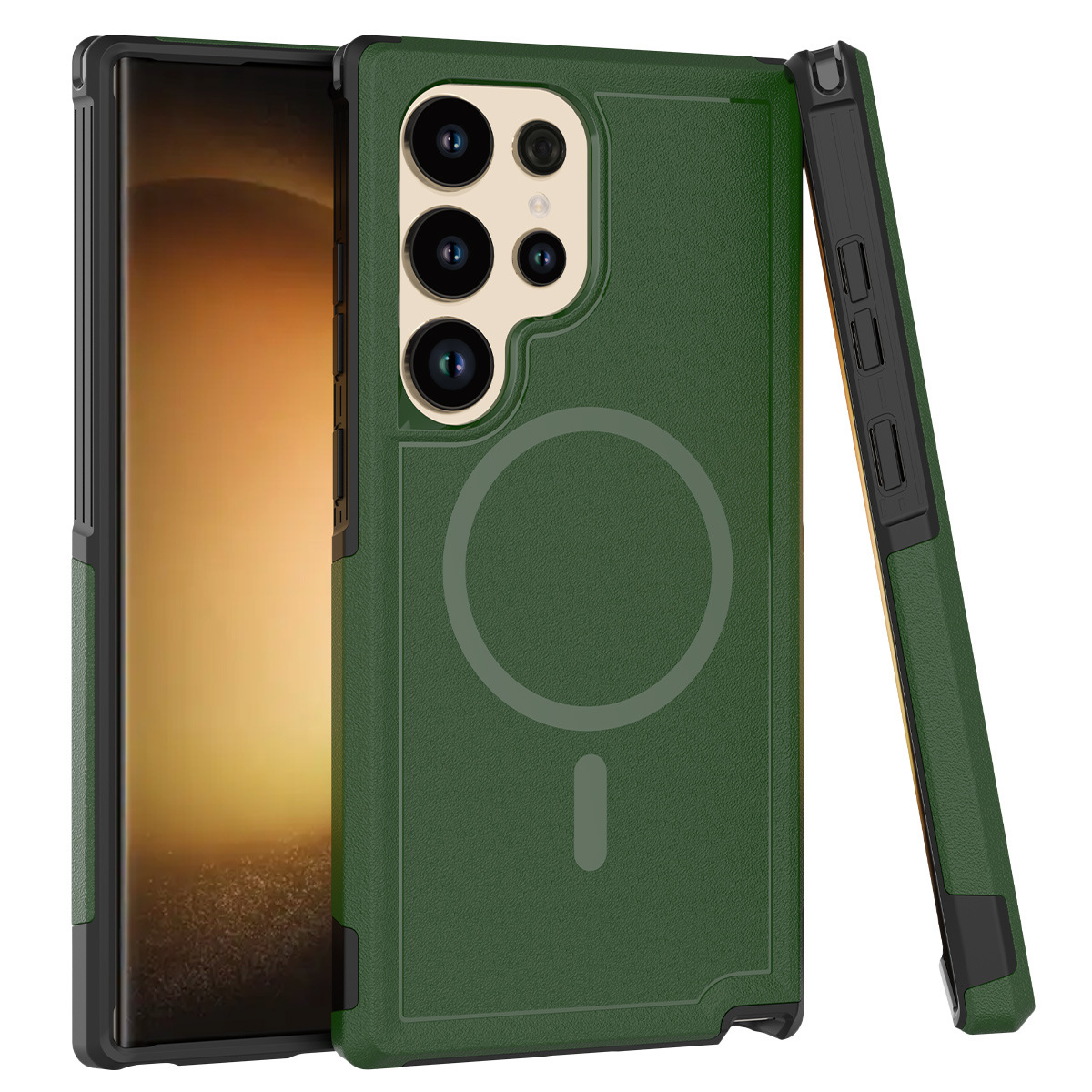 Punto aplicable Samsung S24 Ultra 2 en 1 funda para teléfono móvil con armadura Magsafe funda anticaída magnética SAM