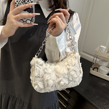 玫瑰花腋下包包女2025新款唯美浪漫花朵单肩包小众时尚洋气手提包